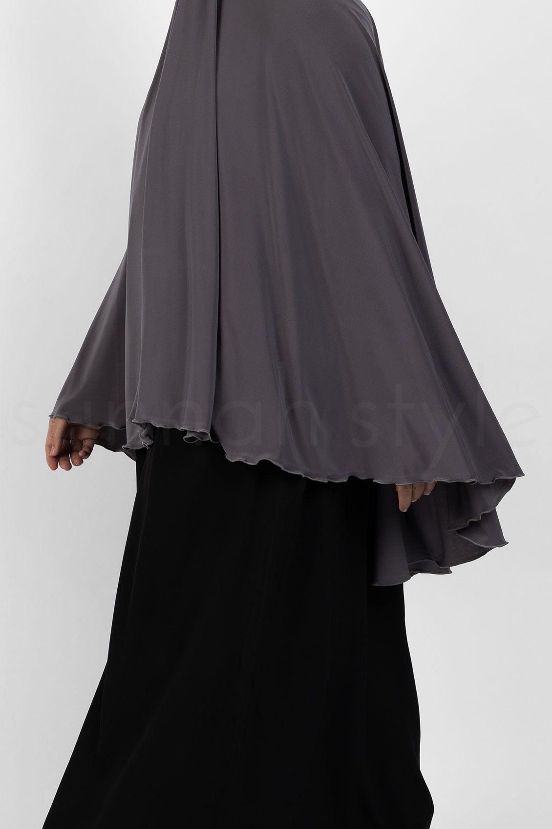 Sunnah Style Jersey Khimar Thigh Length Charcoal
